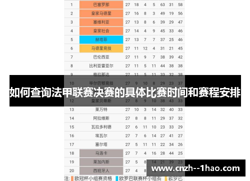 如何查询法甲联赛决赛的具体比赛时间和赛程安排